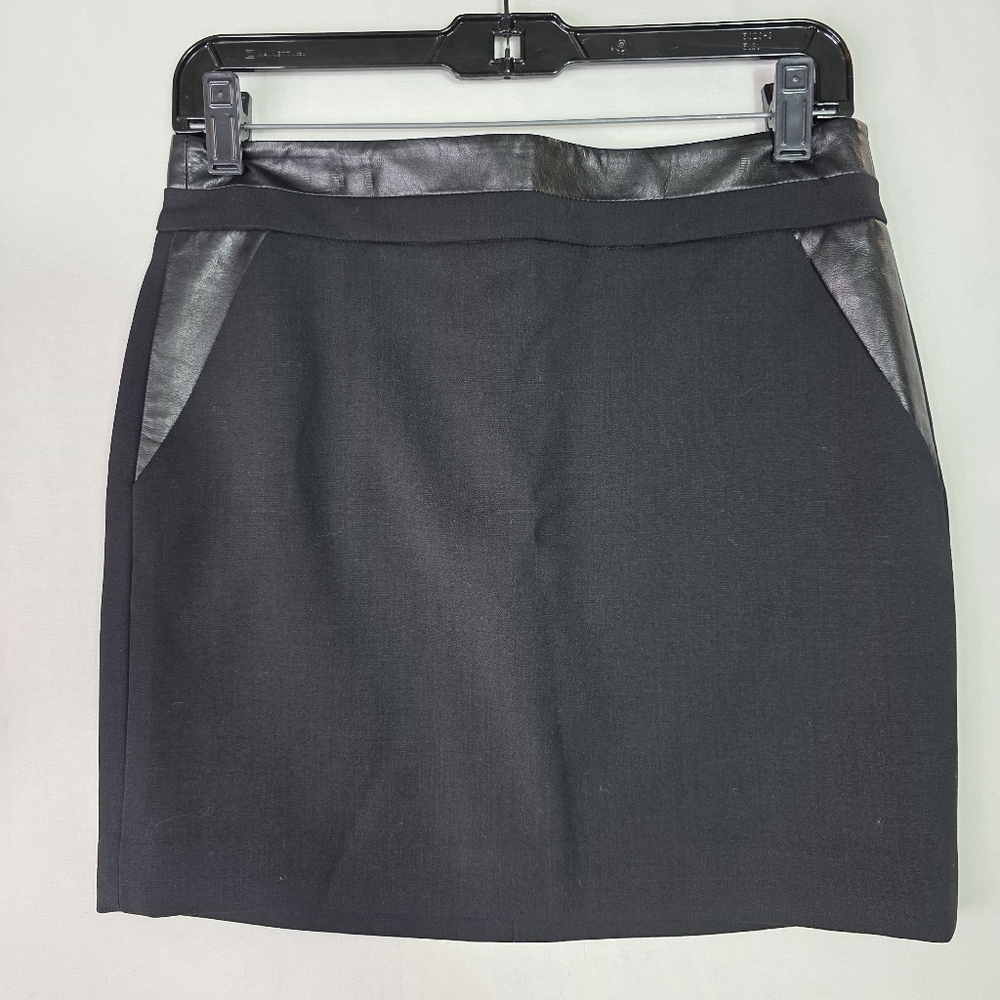 Vince Wool With leather contrast mini skirt